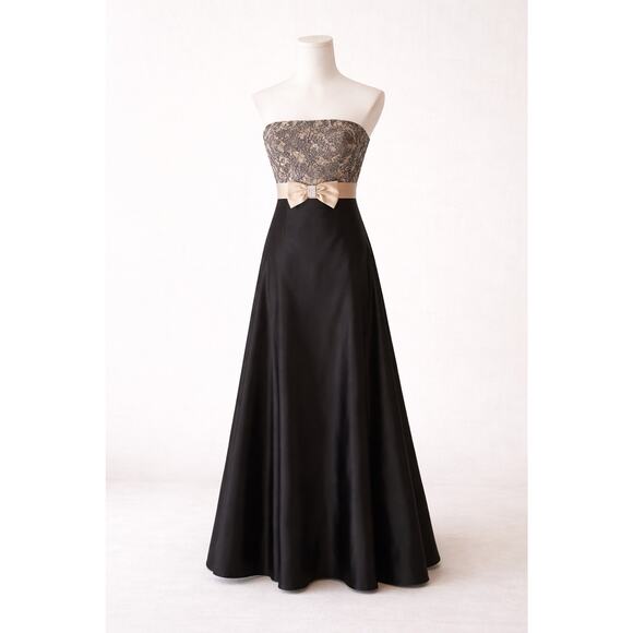 Gunne Sax Dresses & Skirts - Vtg Jessica McClintock Gunne Sax Strapless Black Satin Lace Gown Prom Dress sz 5